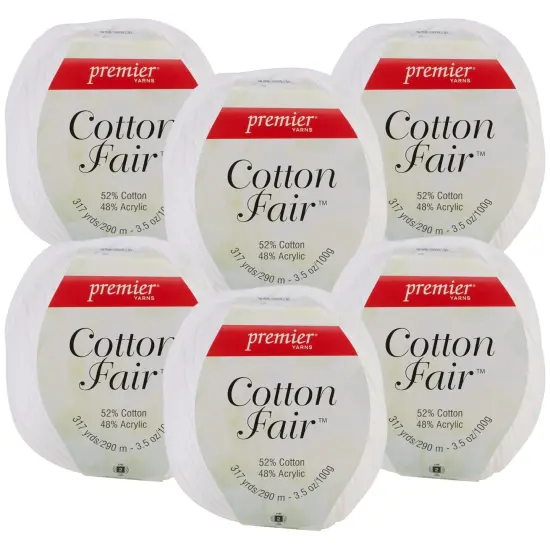 Multipack of 6 - Premier Yarns Cotton Fair Solid Yarn-White {1}