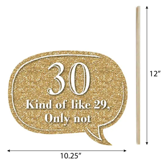 Big Dot of Happiness Funny Adult 30th Birthday - Gold - Birthday Party Photo Booth Props Kit - 10 Piece {6}