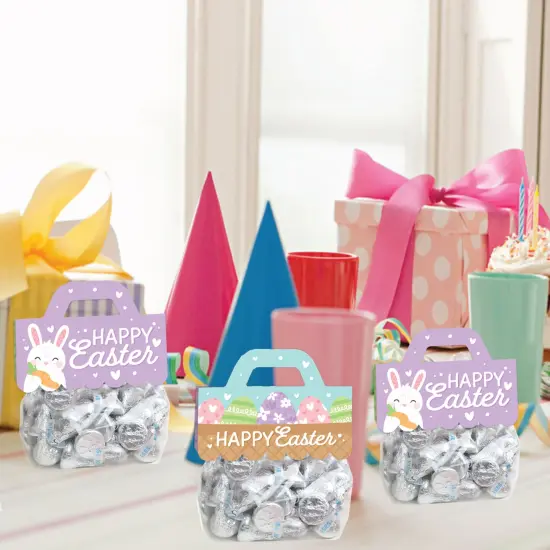 Big Dot of Happiness Spring Easter Bunny - DIY Happy Easter Party Clear Goodie Favor Bag Labels - Candy Bags with Toppers - Set of 24 {7}