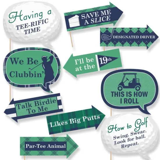 Big Dot of Happiness Funny Par-Tee Time - Golf - Party Photo Booth Props Kit - 10 Piece {1}