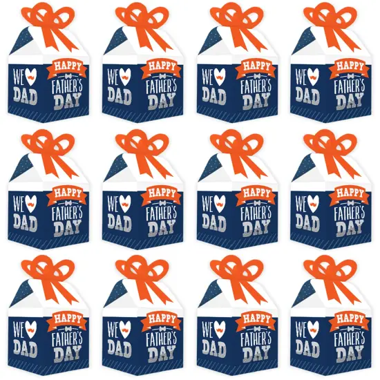 Big Dot of Happiness Happy Father's Day - Square Favor Gift Boxes - We Love Dad Party Bow Boxes - 12 Ct {6}