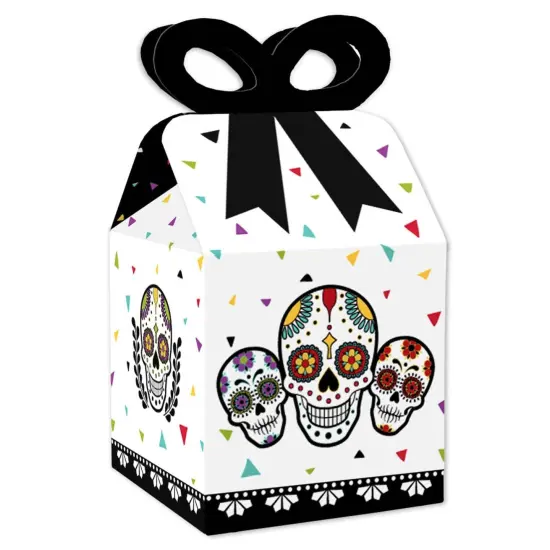 Big Dot of Happiness Day of the Dead - Square Favor Gift Boxes - Sugar Skull Party Bow Boxes - Set of 12 {1}