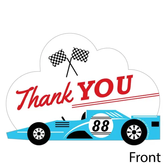Big Dot of Happiness Let's Go Racing - Racecar - Shaped Thank You Cards - Birthday Party or Baby Shower Thank You Note Cards with Envelopes -Set of 12 {4}