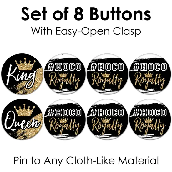 Big Dot of Happiness HOCO Dance - 3 inch Homecoming Badge - Pinback Buttons - Set of 8 {7}