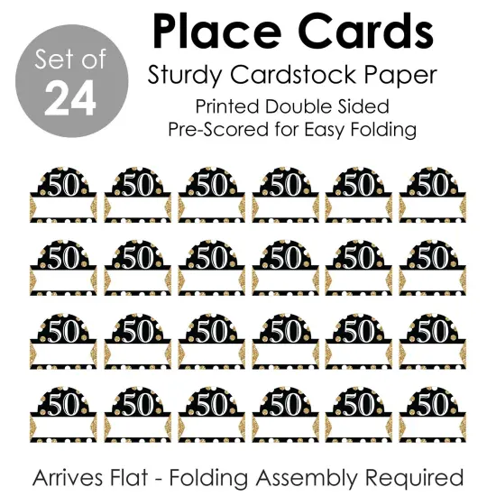 Big Dot of Happiness Adult 50th Birthday - Gold - Birthday Party Tent Buffet Card - Table Setting Name Place Cards - Set of 24 {7}