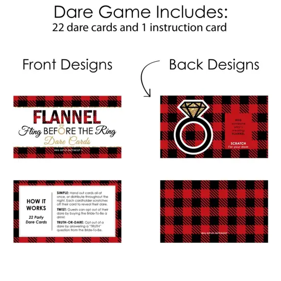 Big Dot of Happiness Flannel Fling Before the Ring - Buffalo Plaid Bachelorette Party Game Scratch Off Dare Cards - 22 Count {6}