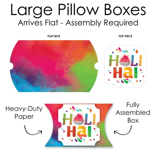 Big Dot of Happiness Holi Hai - Favor Gift Boxes - Festival of Colors Party Large Pillow Boxes - Set of 12 {7}