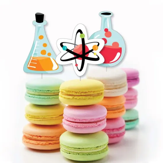 Big Dot of Happiness Scientist Lab - Dessert Cupcake Toppers - Baby Shower or Birthday Party Clear Treat Picks - Set of 24 {6}