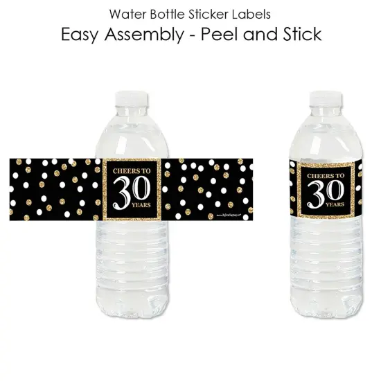 Big Dot of Happiness Adult 30th Birthday - Gold - Birthday Party Water Bottle Sticker Labels - Set of 20 {3}