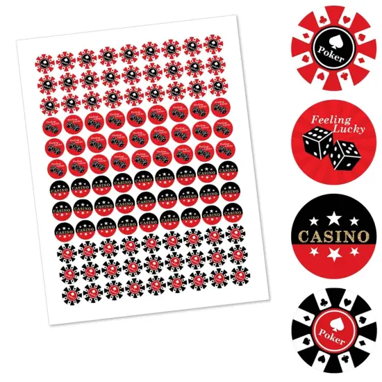 Big Dot of Happiness Las Vegas - Casino Party Round Candy Sticker Favors - Labels Fits Chocolate Candy (1 sheet of 108) {3}
