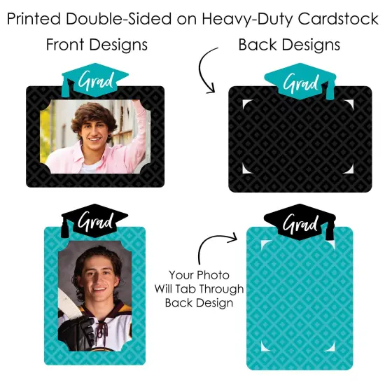 Big Dot of Happiness Teal Grad - Best is Yet to Come - Graduation Party Picture Centerpiece Sticks - Photo Table Toppers - 15 Pieces {7}