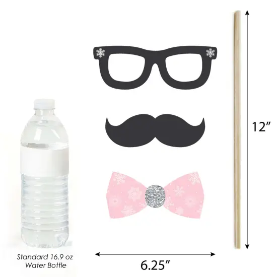 Big Dot of Happiness Pink Winter Wonderland - Holiday Snowflake Birthday Party or Baby Shower Photo Booth Props Kit - 20 Count {6}