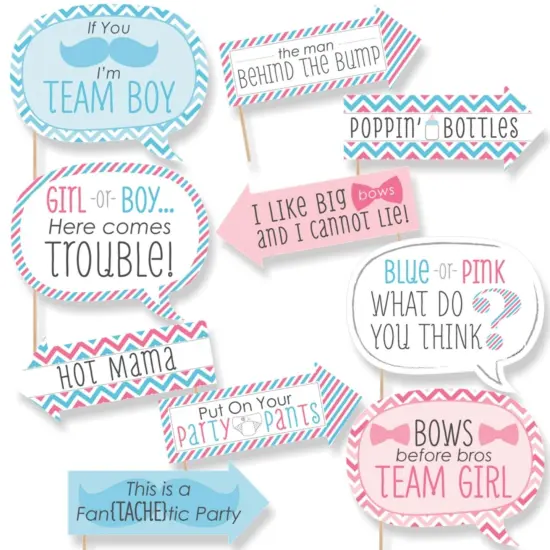 Big Dot of Happiness Funny Chevron Gender Reveal - Baby Shower Photo Booth Props Kit - 10 Piece {1}