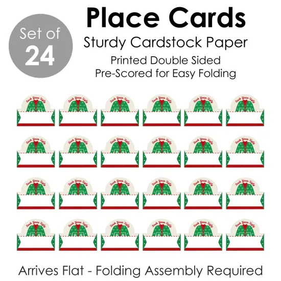 Big Dot of Happiness Ugly Sweater - Holiday and Christmas Party Tent Buffet Card - Table Setting Name Place Cards - Set of 24 {7}