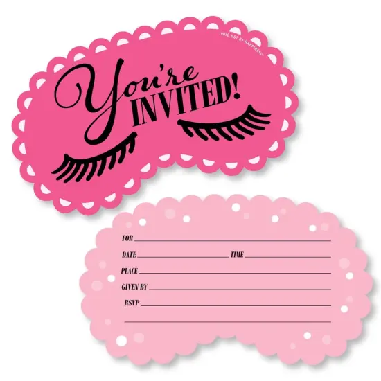 Big Dot of Happiness Spa Day - Shaped Fill-In Invitations - Girls Makeup Party Invitation Cards with Envelopes - Set of 12 {1}