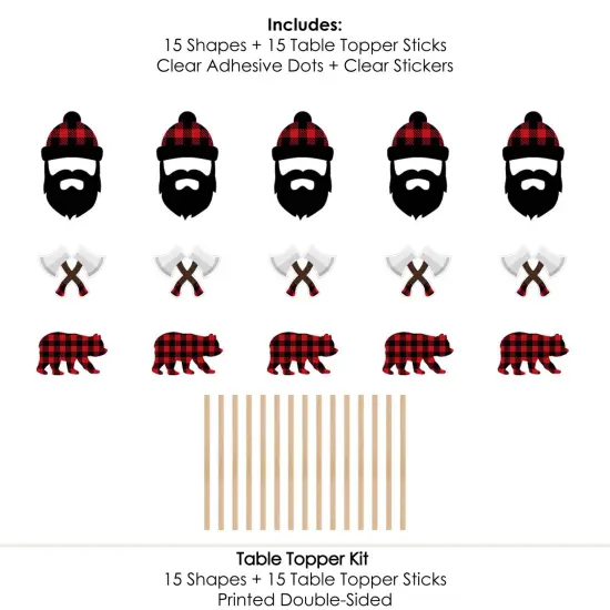 Big Dot of Happiness Lumberjack - Channel the Flannel - Buffalo Plaid Party Centerpiece Sticks - Table Toppers - Set of 15 {7}