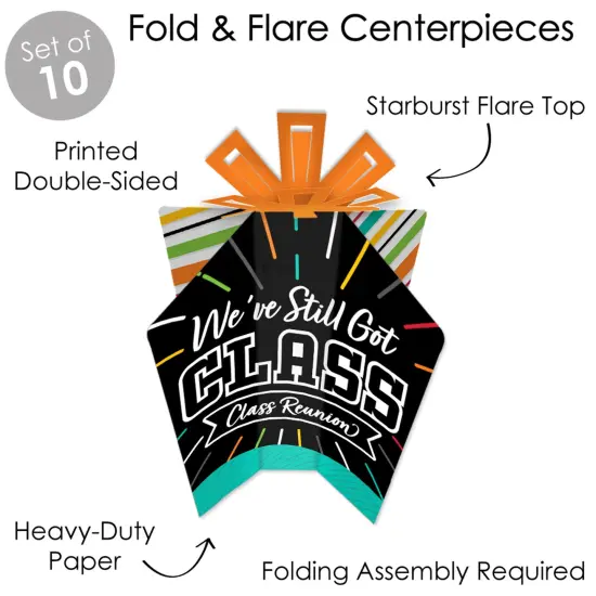 Big Dot of Happiness Still Got Class - Table Decorations - High School Reunion Party Fold and Flare Centerpieces - 10 Count {6}