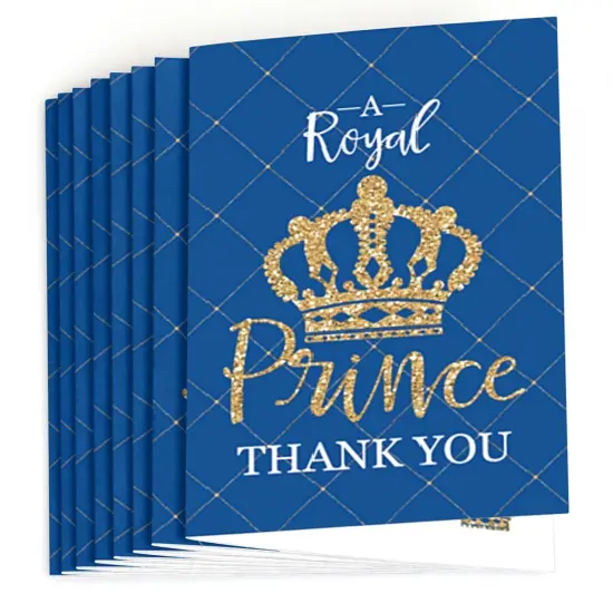 Big Dot of Happiness Royal Prince Charming - Baby Shower or Birthday Party Thank You Cards (8 count) {3}