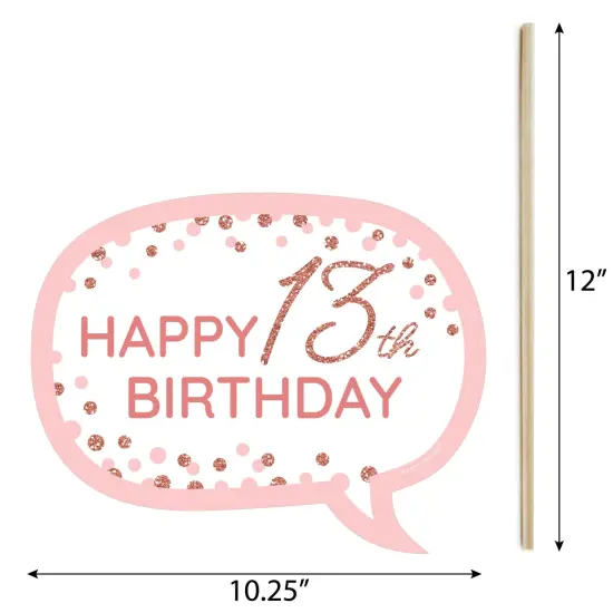 Big Dot of Happiness Funny 13th Pink Rose Gold Birthday - Happy Birthday Party Photo Booth Props Kit - 10 Piece {6}
