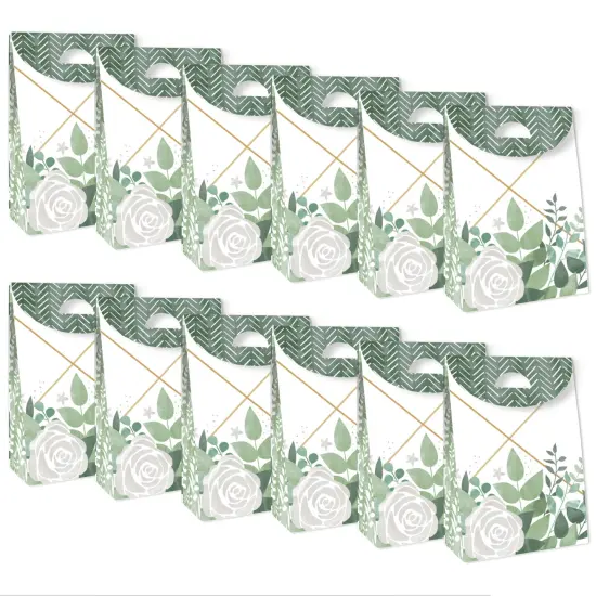 Big Dot of Happiness Boho Botanical - Greenery Gift Favor Bags - Party Goodie Boxes - Set of 12 {6}