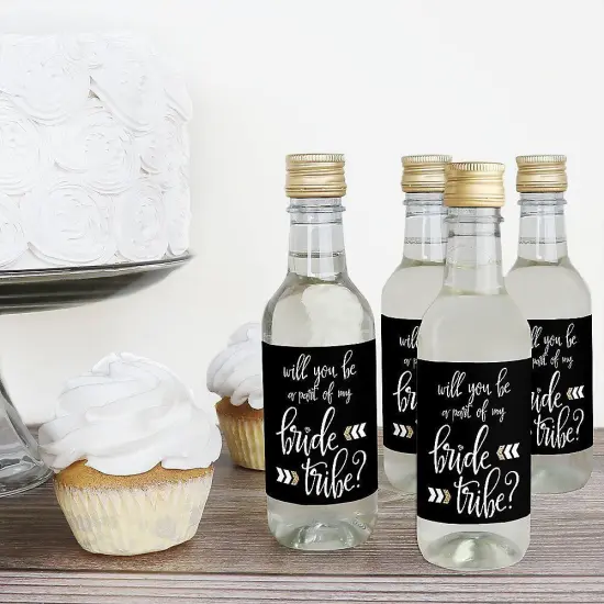 Big Dot of Happiness Will You Be a Part of My "Bride Tribe" - Mini Wine & Champagne Bottle Label Stickers - Will You Be My Bridesmaid Gift - Set of 16 {3}