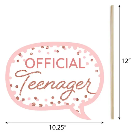Big Dot of Happiness 13th Pink Rose Gold Birthday - Happy Birthday Party Photo Booth Props Kit - 20 Count {7}