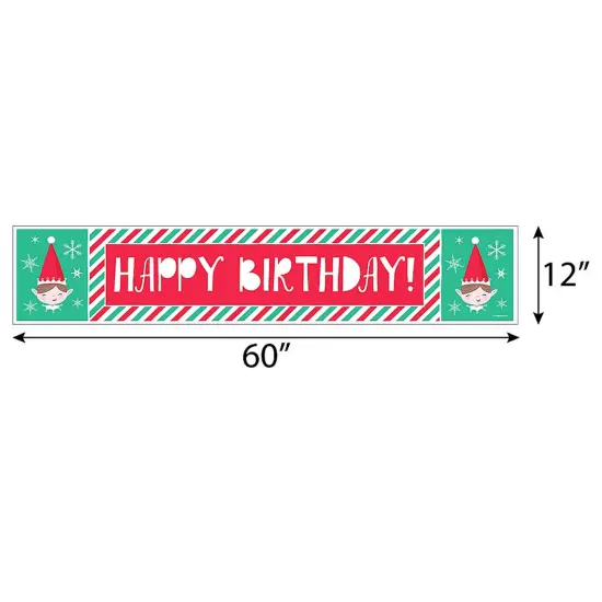 Big Dot of Happiness Elf Squad - Kids Elf Christmas and Happy Birthday Decorations Party Banner {3}