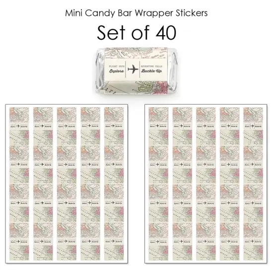 Big Dot of Happiness World Awaits - Mini Candy Bar Wrapper Stickers - Travel Themed Party Small Favors - 40 Count {4}