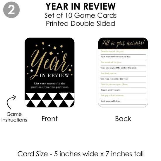 Big Dot of Happiness New Year's Eve - Gold - 4 New Years Eve Party Games - 10 Cards Each - Gamerific Bundle {7}
