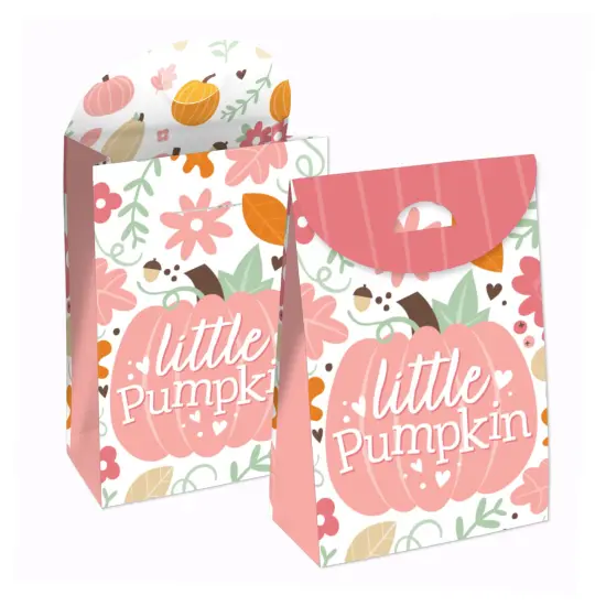 Big Dot of Happiness Girl Little Pumpkin - Fall Birthday or Baby Shower Gift Favor Bags - Party Goodie Boxes - Set of 12 {1}