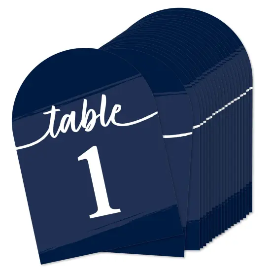 Big Dot of Happiness Navy Blue Elegantly Simple - Wedding Receptions, Parties or Events Double-Sided 5 x 7 inches Cards - Table Numbers - 1-20 {1}