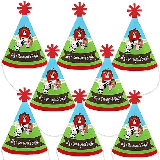 Big Dot of Happiness Farm Animals - Mini Cone Baby Shower or Birthday Party Hats - Small Little Party Hats - Set of 8 {1}