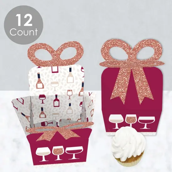 Big Dot of Happiness But First, Wine - Square Favor Gift Boxes - Wine Tasting Party Bow Boxes - Set of 12 {4}