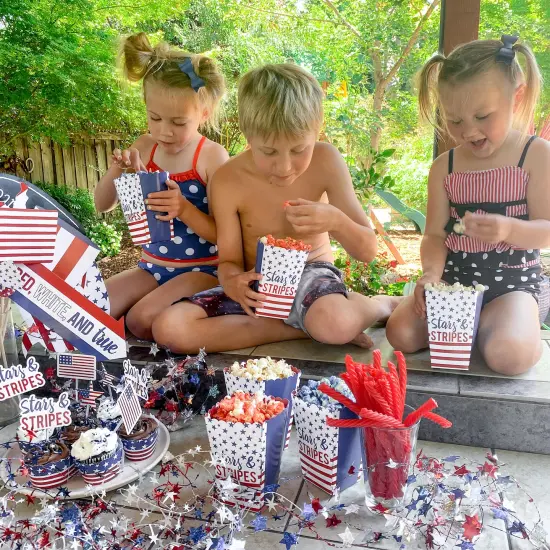 Big Dot of Happiness Stars & Stripes - Memorial Day, 4th of July and Labor Day USA Patriotic Party Favor Popcorn Treat Boxes - Set of 12 {7}