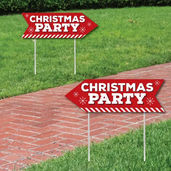 Big Dot of Happiness Christmas Party - Holiday Party Sign Arrow - Double Sided Directional Yard Signs - Set of 2 {1}