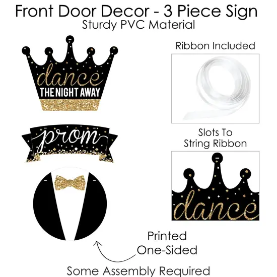 Big Dot of Happiness Prom - Hanging Porch Prom Night Party Outdoor Decorations - Front Door Decor - 3 Piece Sign {6}