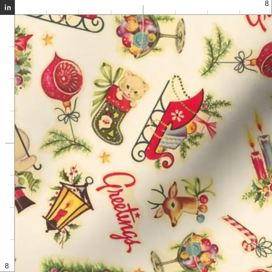 Various Fabrics by the Yard or Fat Quarter Retro Christmas Vintage Holiday Tree Candycane Ornaments Santa Custom Printed Fabric by Spoonflower {4}