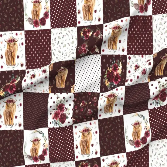 Various Fabrics by the Yard or Fat Quarter Highland Cow Scottish Shaggy Floral Baby Calf Cattle Custom Printed Fabric by Spoonflower {6}
