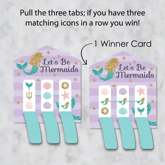 Big Dot of Happiness Let's Be Mermaids - Baby Shower or Birthday Party Game Pickle Cards - Pull Tabs 3-in-a-Row - Set of 12 {4}