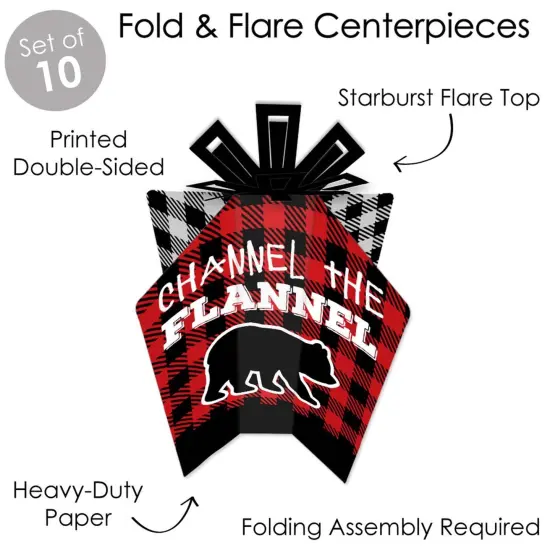 Big Dot of Happiness Lumberjack - Channel the Flannel - Table Decorations - Buffalo Plaid Party Fold and Flare Centerpieces - 10 Count {4}
