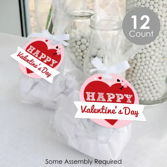 Big Dot of Happiness Conversation Hearts - Valentine&rsquo;s Day Party Clear Goodie Favor Bags - Treat Bags With Tags - Set of 12 {3}