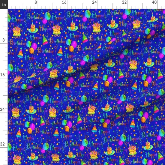 Various Fabrics by the Yard or Fat Quarter Kids, Birthday Party, Happy Birthday, Rainbow, Cake, Balloons, Children, Streamers, Multi Colored Custom Printed Fabric by Spoonflower {1}