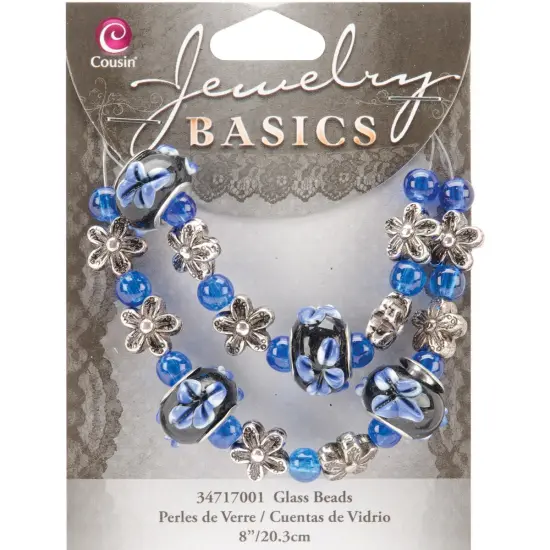 CousinDIY Jewelry Basics Glass Bead Strands-Blue Fancy Round Mix 8" {1}