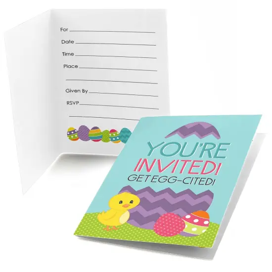 Big Dot of Happiness Hippity Hoppity - Fill In Easter Bunny Party Invitations (8 count) {1}