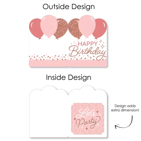 Big Dot of Happiness Pink Rose Gold Birthday - Happy Birthday Giant Greeting Card - Big Shaped Jumborific Card - 16.5 x 22 inches {7}