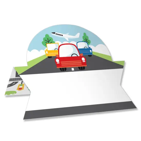 Big Dot of Happiness Cars, Trains, and Airplanes - Transportation Birthday Party Tent Buffet Card - Table Setting Name Place Cards - Set of 24 {1}