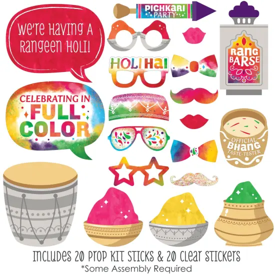 Big Dot of Happiness Holi Hai - Festival of Colors Party Photo Booth Props Kit - 20 Count {3}
