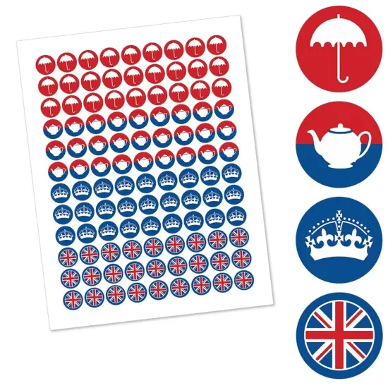 Big Dot of Happiness Cheerio, London - British UK Party Round Candy Sticker Favors - Labels Fits Chocolate Candy (1 sheet of 108) {3}