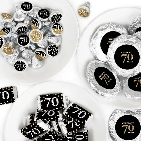Big Dot of Happiness Adult 70th Birthday - Gold - Birthday Party Candy Favor Sticker Kit - 304 Pieces {1}