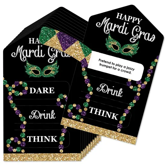 Big Dot of Happiness Mardi Gras - Masquerade Party Game Pickle Cards - Dare, Drink, Think Pull Tabs - Set of 12 {1}